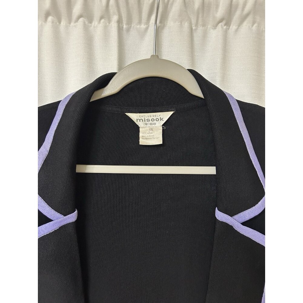 Exclusively Misook Slinky Open Cardigan Knit Jacket Womens 3x Plus Black Purple - Picture 4 of 5